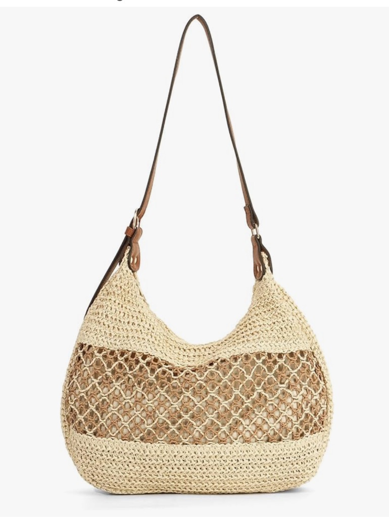 Women's Straw Weaving Hobo Bag, Woven Beach Bag